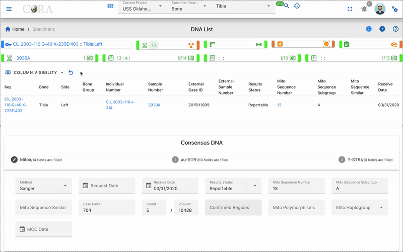 DNA List Status Indicators