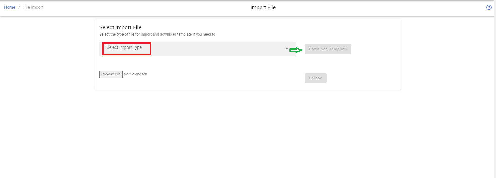 Select Import Type