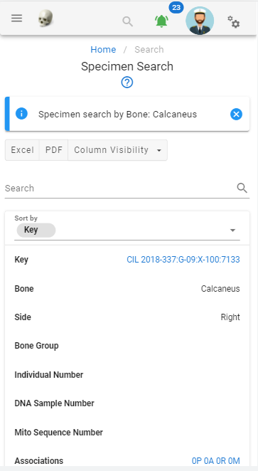 Specimen MobileL View
